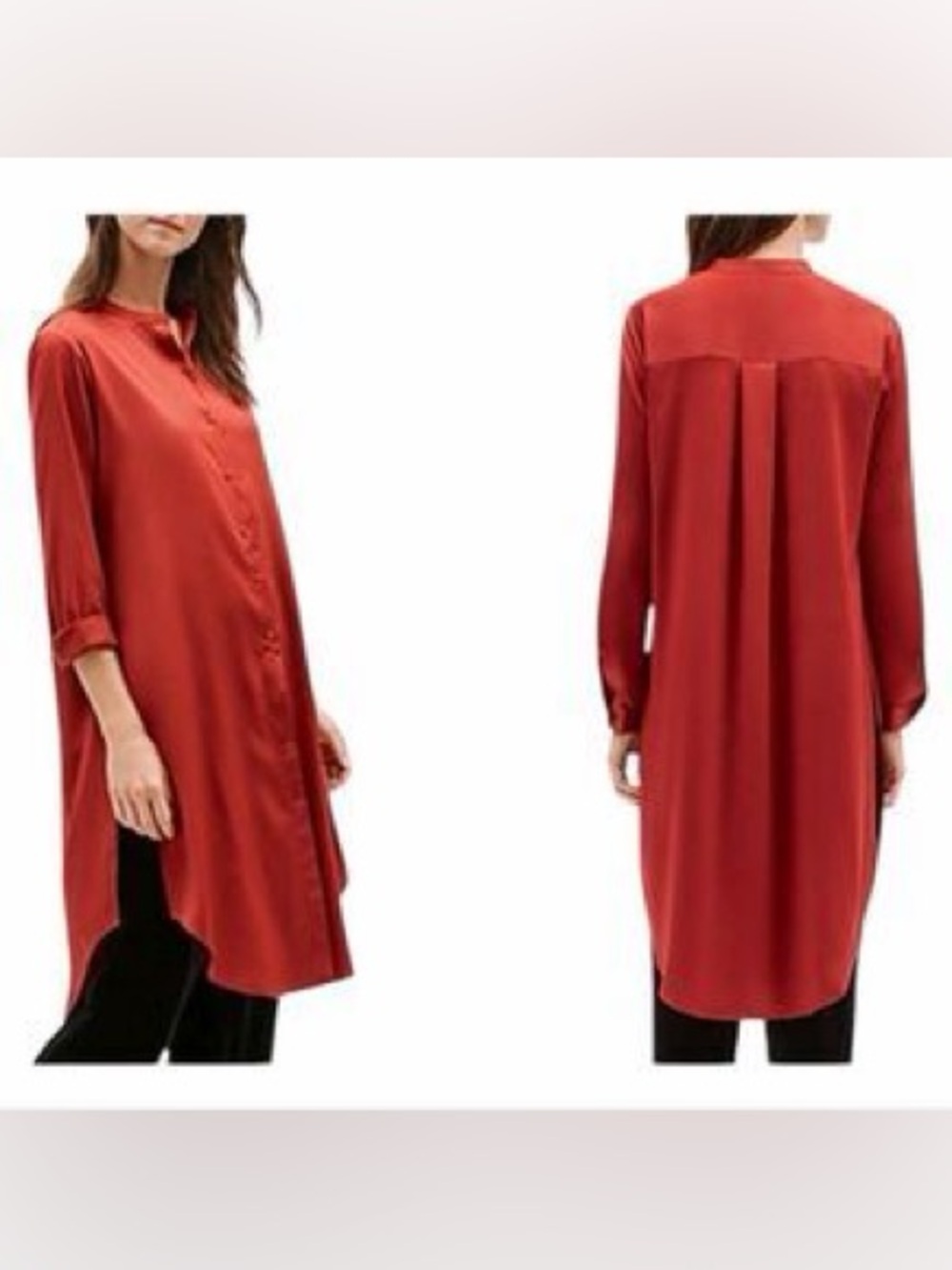 EILEEN FISHER Serrano Mandarin Collar Polyester Artsy Shirt Dress 3x NEW
